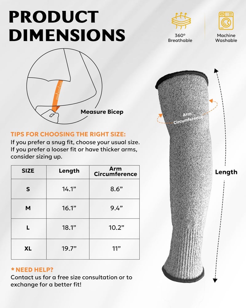 Evridwear Protective Arm Sleeves Cut Resistant Farmers Sleeves for Men Work, Gardening, Farming, Arm Protectors for Thin Skin and Bruising (Medium, No Thumb Hole) - Image 5